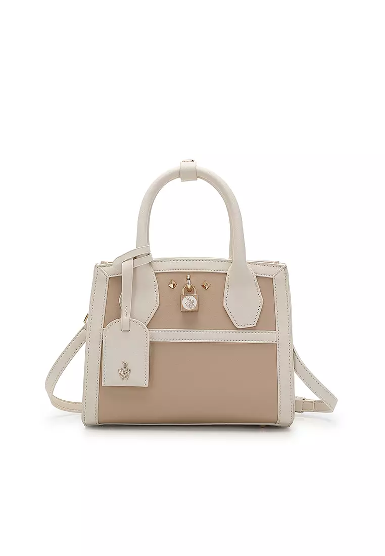 Women's 2-In-1 Top Handle Bag & Zipper Purse (2-in-1 Tas Tangan Wanita & RFID Dompet Wanita) - Krem