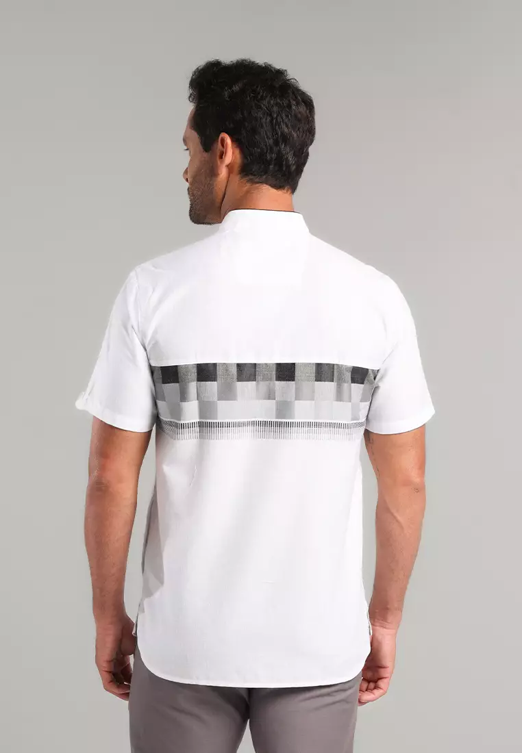 MOC Kemeja Koko Lengan Pendek Pria Dubai - White