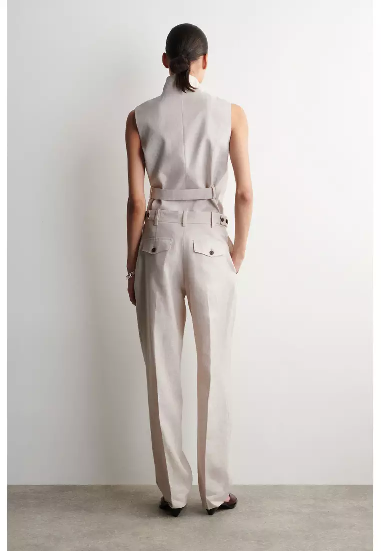 TAILORED LINEN TULIP TROUSERS