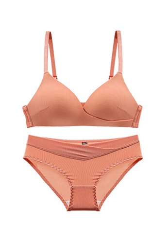 ZITIQUE red Young Girls' Summer Sexy Ultra-thin Triangle Cup Lingerie Set (Bra And Underwear) - Caramel C1A18US09A9955GS_1