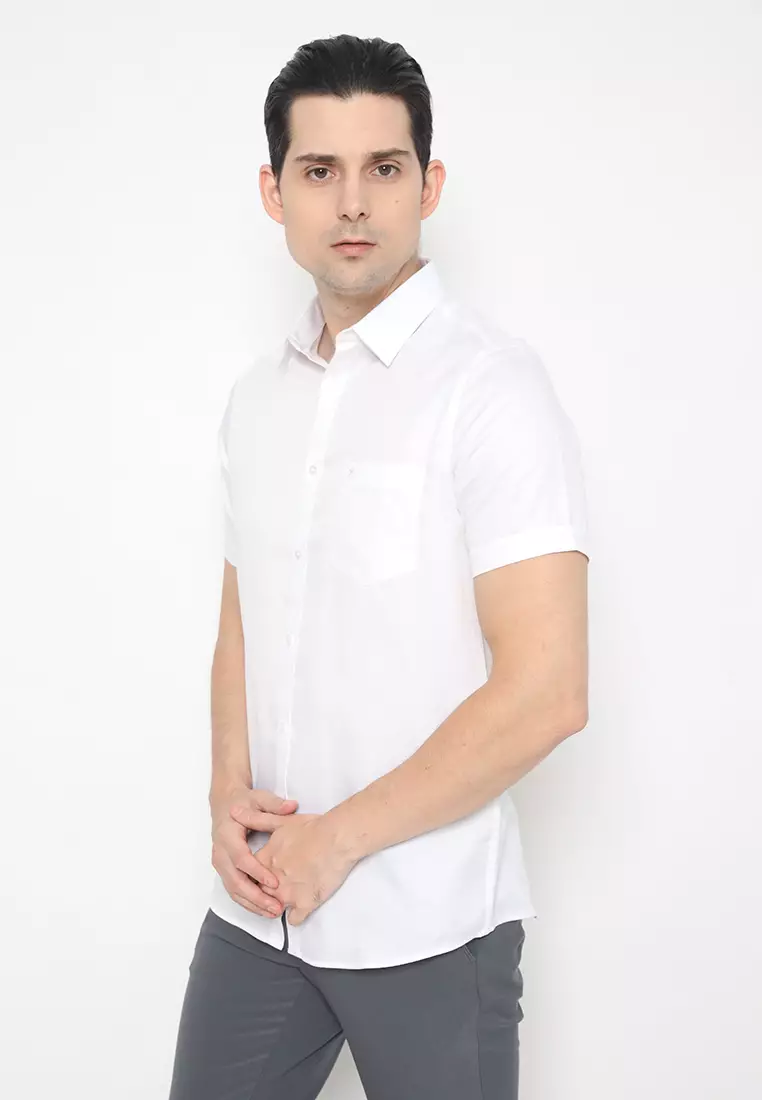Jobb Allenby Kemeja Pria Lengan Pendek Slim Fit Putih