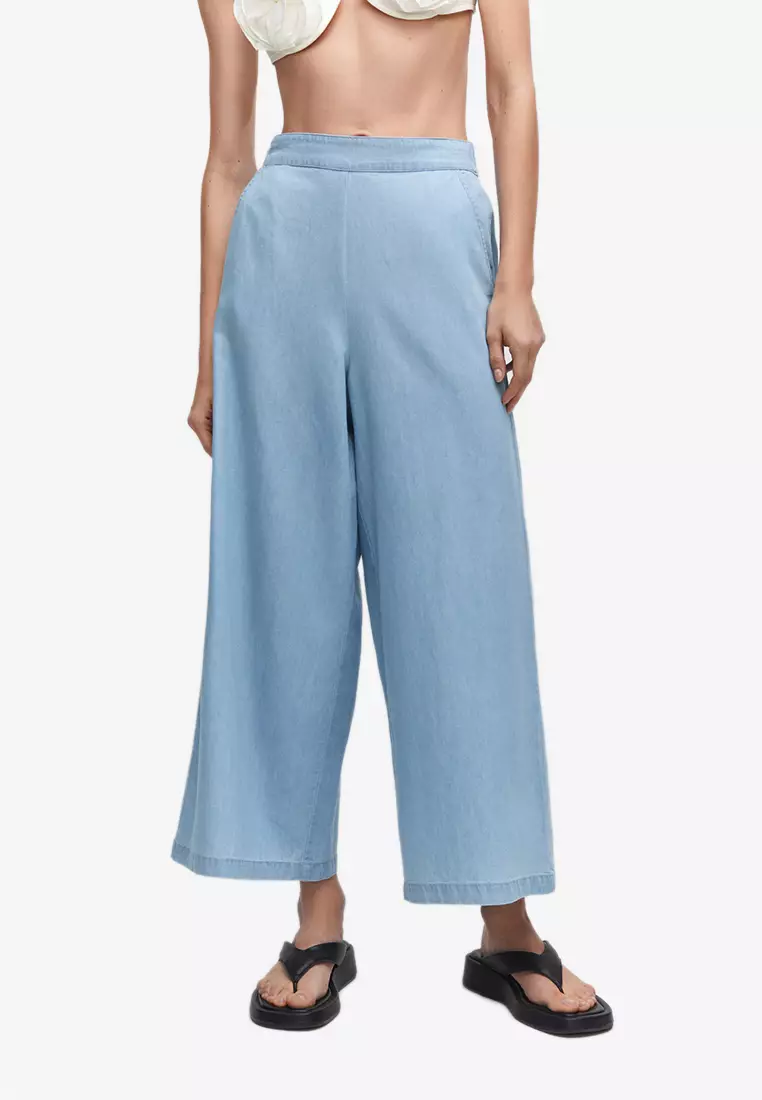 Buttoned culotte hot sale fit trousers