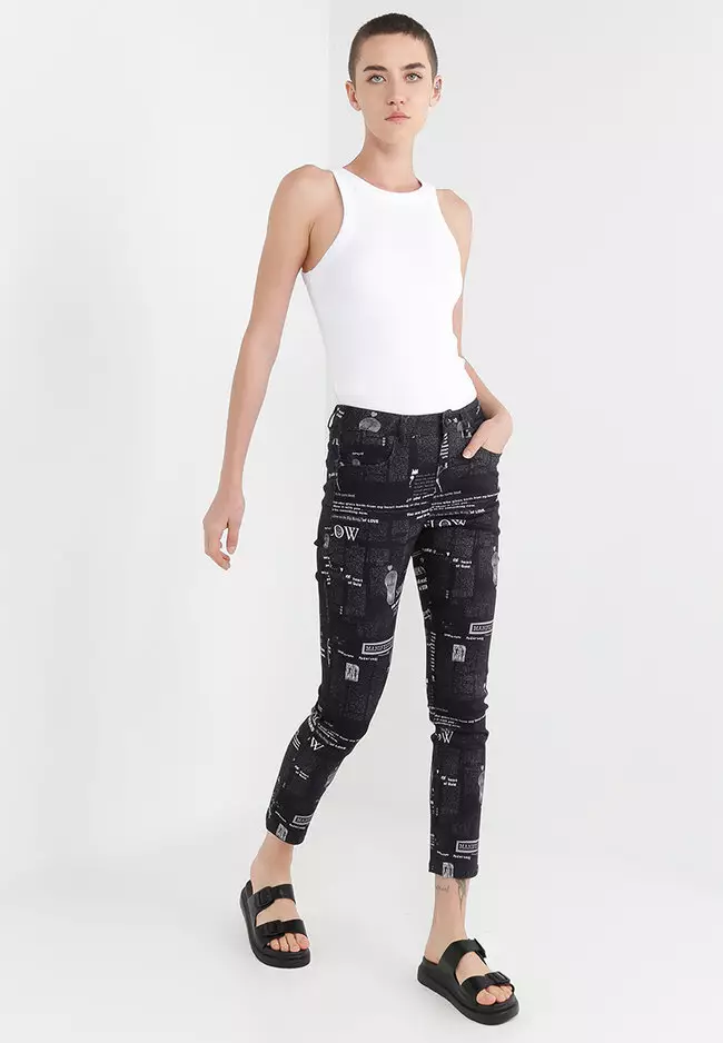 Buy Desigual Newspaper Print Slim Trousers 2023 Online Zalora Philippines 1734