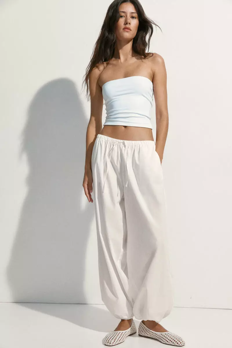 Cotton balloon trousers