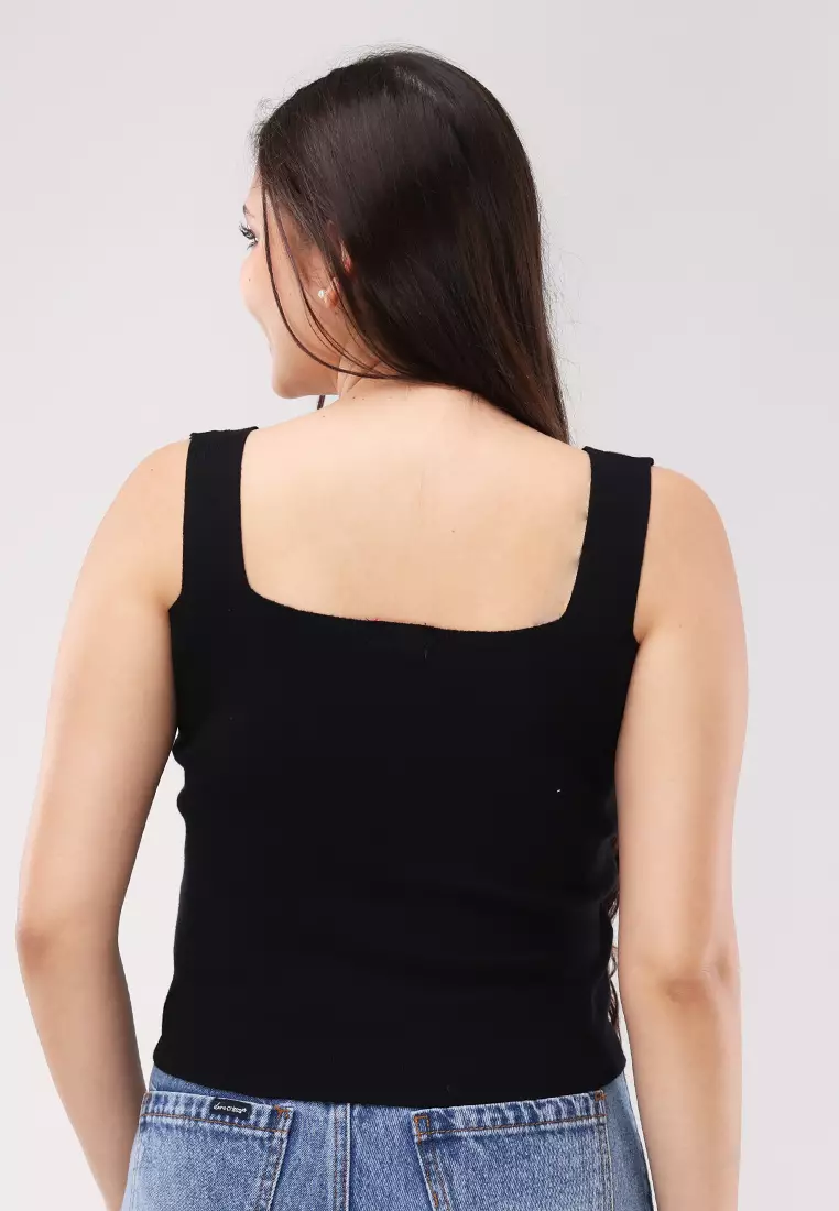 Plain Knitted Sleeveless Blouse