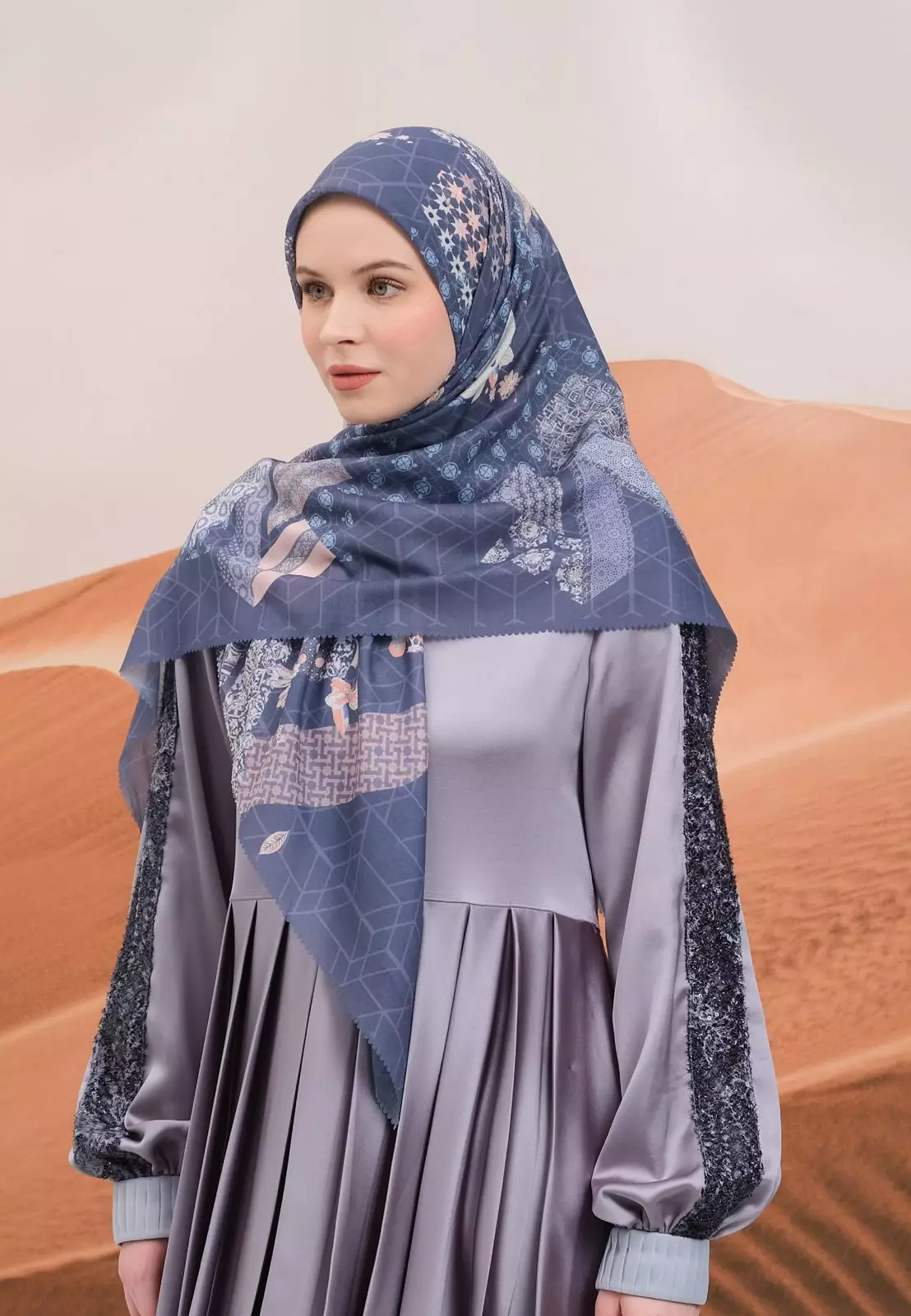 Dilara Printed Scarf | Hijab Segi Empat Motif