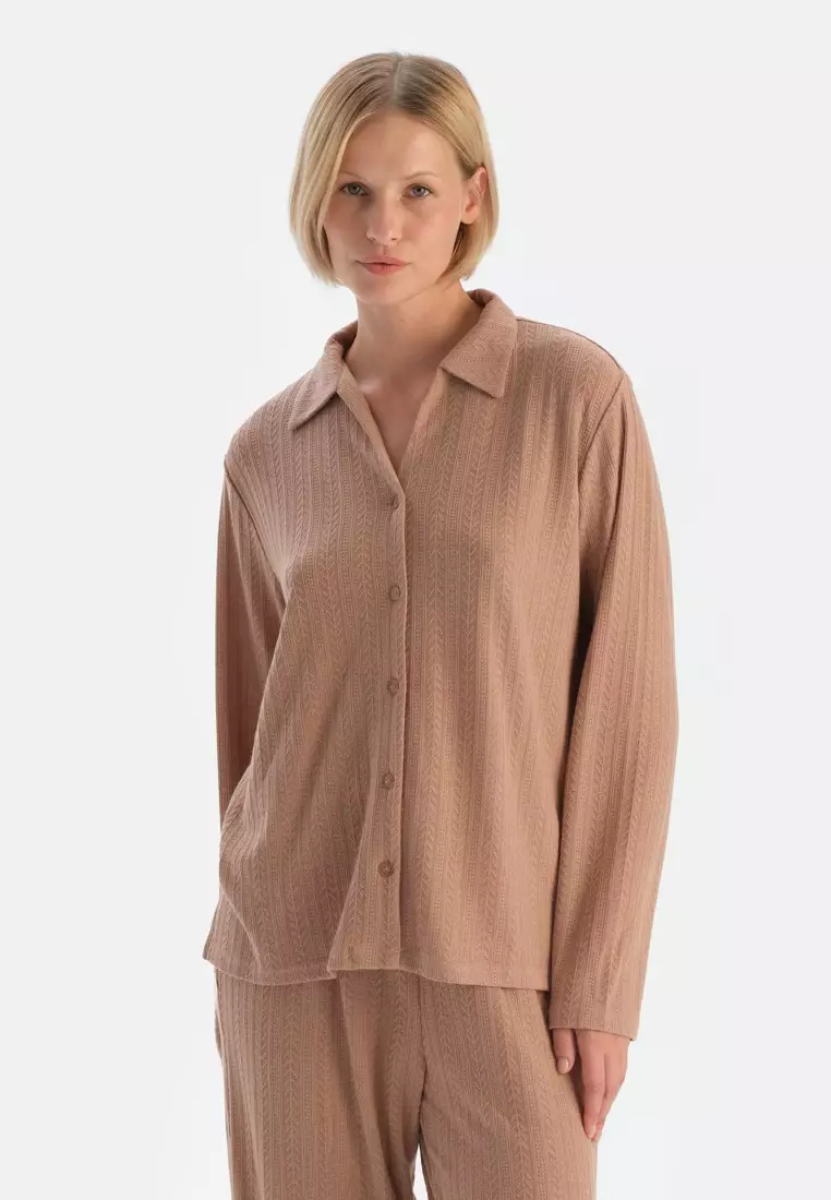 Buy DAGİ Beige Shirt, Shirt Collar, Regular Fit, Long Sleeve