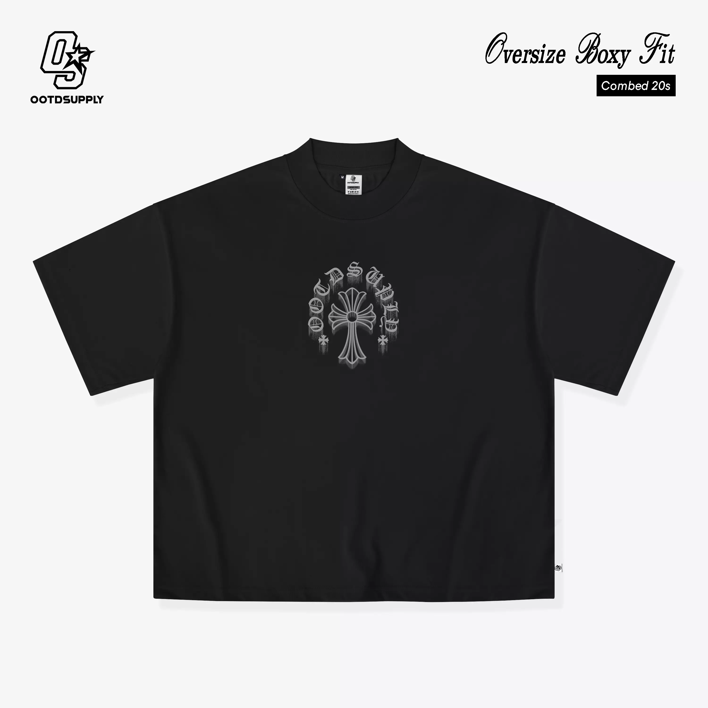 OOTDSUPPLY Boxy Fit Oversize Mystic Relic Black & White l Tshirt Boxyfit l Kaos Boxy OVZBX036