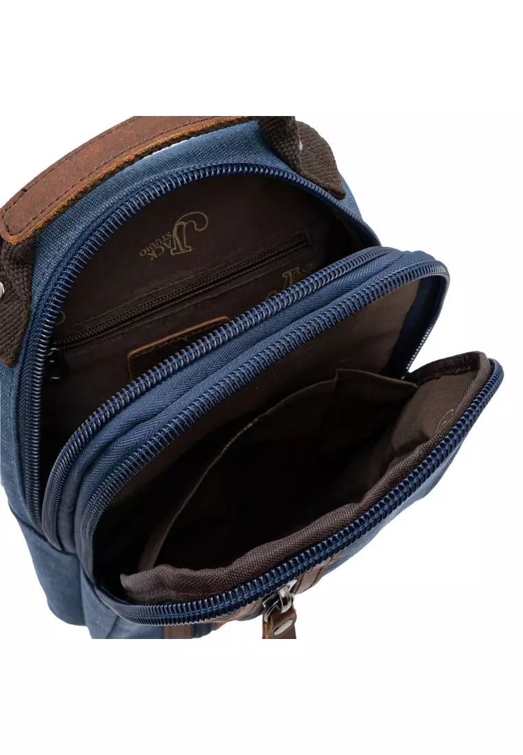 Canvas Leather Stylish Crossbody Sling Chest Bag BAD 21002