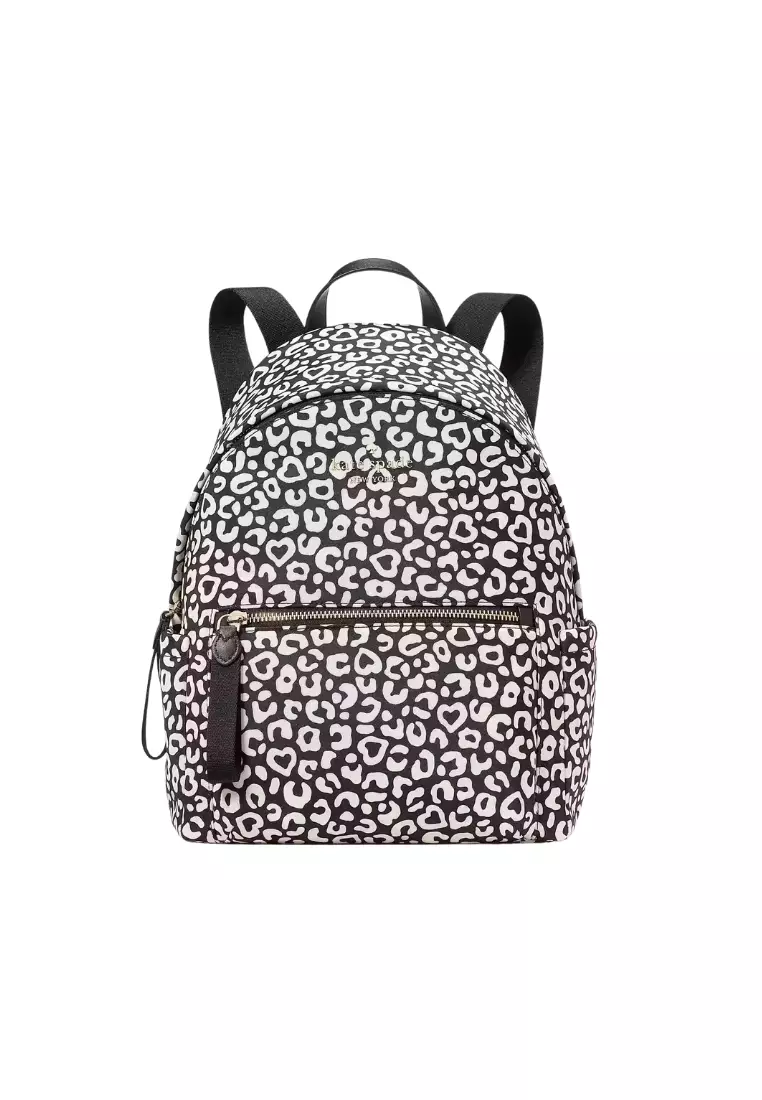 Kate Spade Kate Spade Chelsea Leopard Heart Medium Backpack In Black