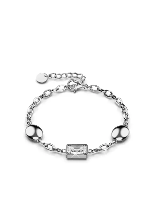 Oval Square Zirconia Bling Bracelet in White Gold