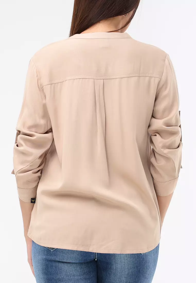 Plain Single Bold Twill 3/4 Blouse