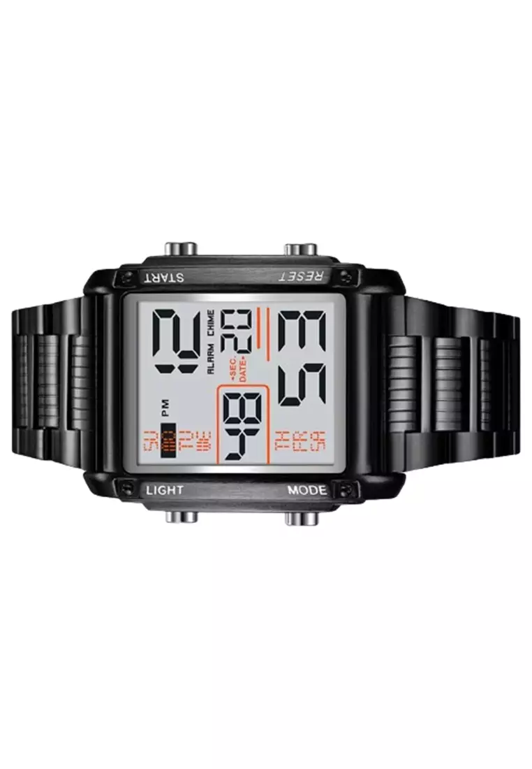 Jam Tangan Pria Digital Alarm Chrono Material Stainless Steel WB06 Waterproof ORIGINAL