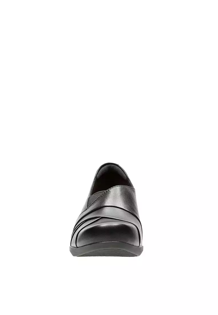 Womens Rosalyn Adele Court Shoes Black Leather - Wide Fit