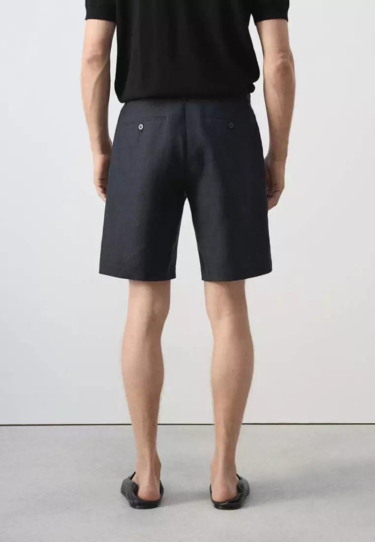 Slim-Fit 100% Linen Bermuda Shorts