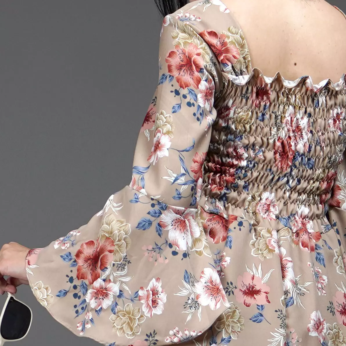  CLOVERIA Long Dress Motif Bunga Gaya Korea Dress Wanita Korean Style - Coksu