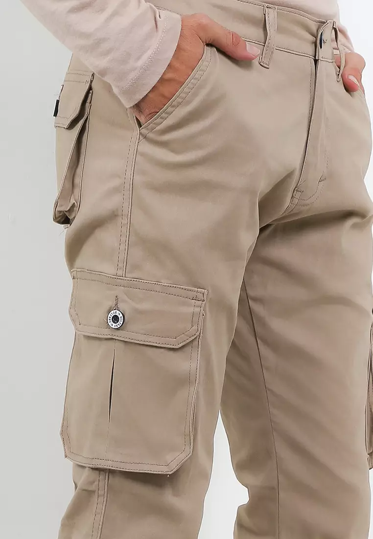 Celana Cargo Pants Cotton Twill Stretch - Mocca