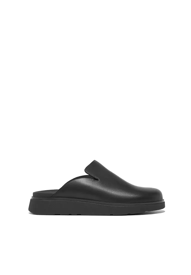 All black leather slip on sale