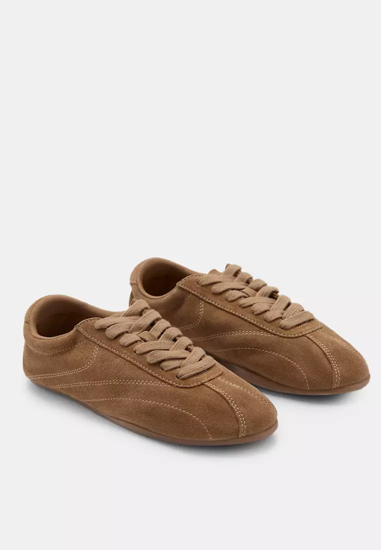 Contrasting Panel Leather Sneakers