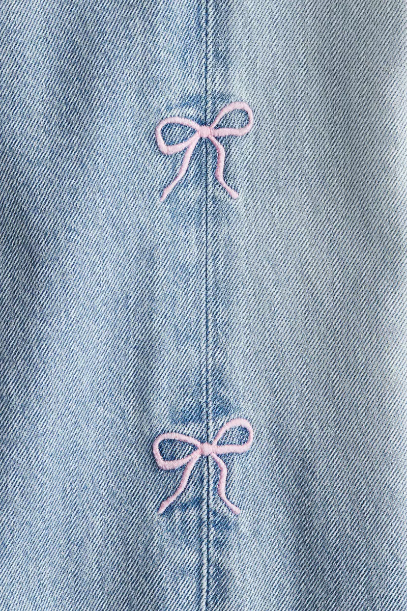 Motif-detail wide leg jeans