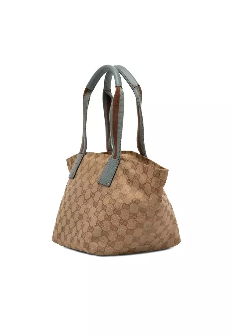 Pre-Loved Gucci Gg Canvas Web Tote