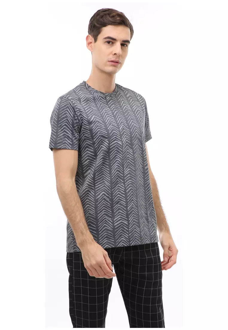 Jack T-Shirt Atasan Kasual Kaos Pria Crewneck Lengan Pendek Material Cotton ORIGINAL - Charcoal