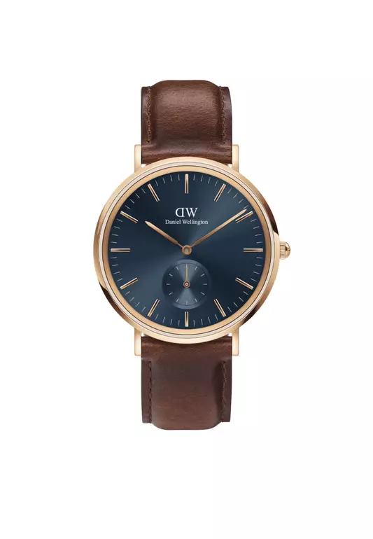 Classic Multi-Eye 40mm St Mawes Arctic Rose Gold Blue Dial - Multi Eye Watch for men - Stainless Steel Leather Strap Watch - Fashion Watch - DW Official - Authentic
