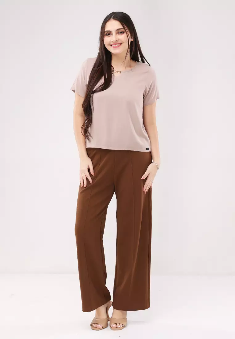 Woven Plain Rayon Short Sleeves Blouse