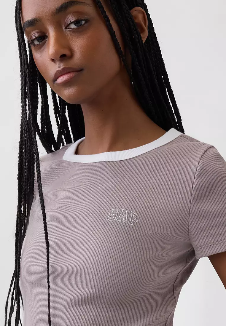 Ribbed Mini Logo T-Shirt