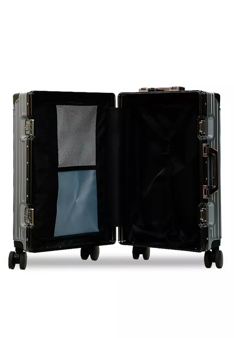 Carlton Koper Alumunium Frame Size 20 Inch Suitcase Unisex TSA Lock Material Polycarbonate ORIGINAL - Silver