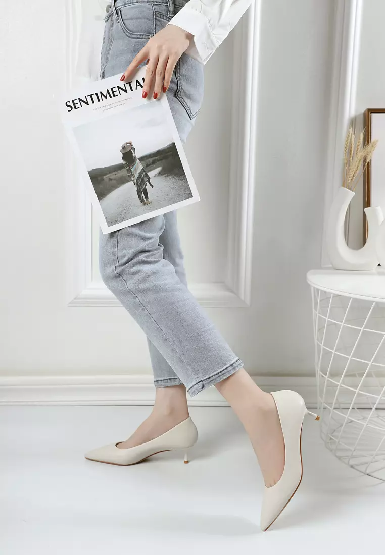 4.5CM Microfiber Leather Pointy Pumps 2045-2