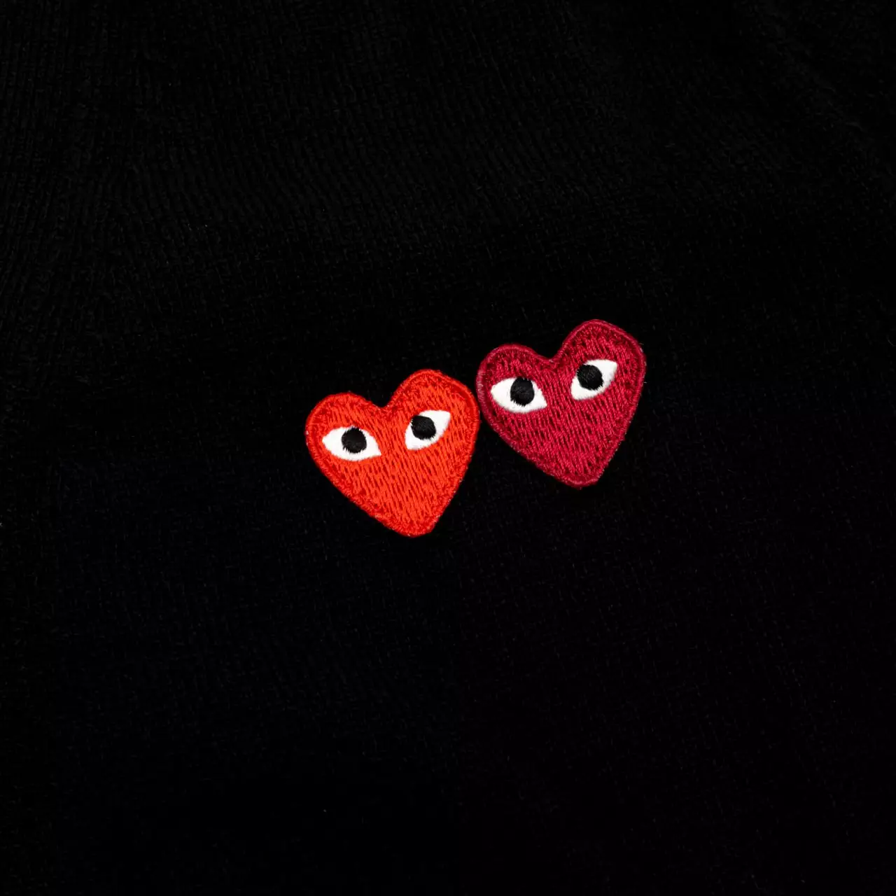 Play Double Heart Patch Wool Cardigan Black
