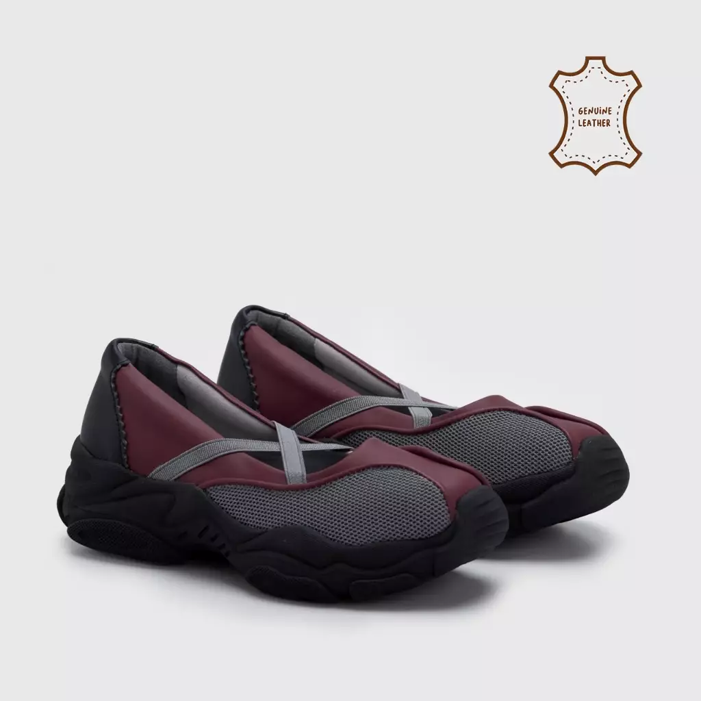 Alula Sneakers Balerina Genuine Leather Maroon