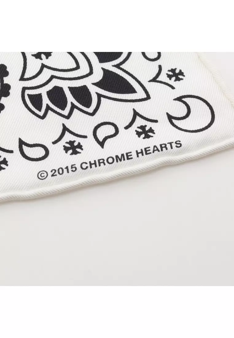 Pre-Loved Chrome Hearts bandana scarf Paisley silk white black