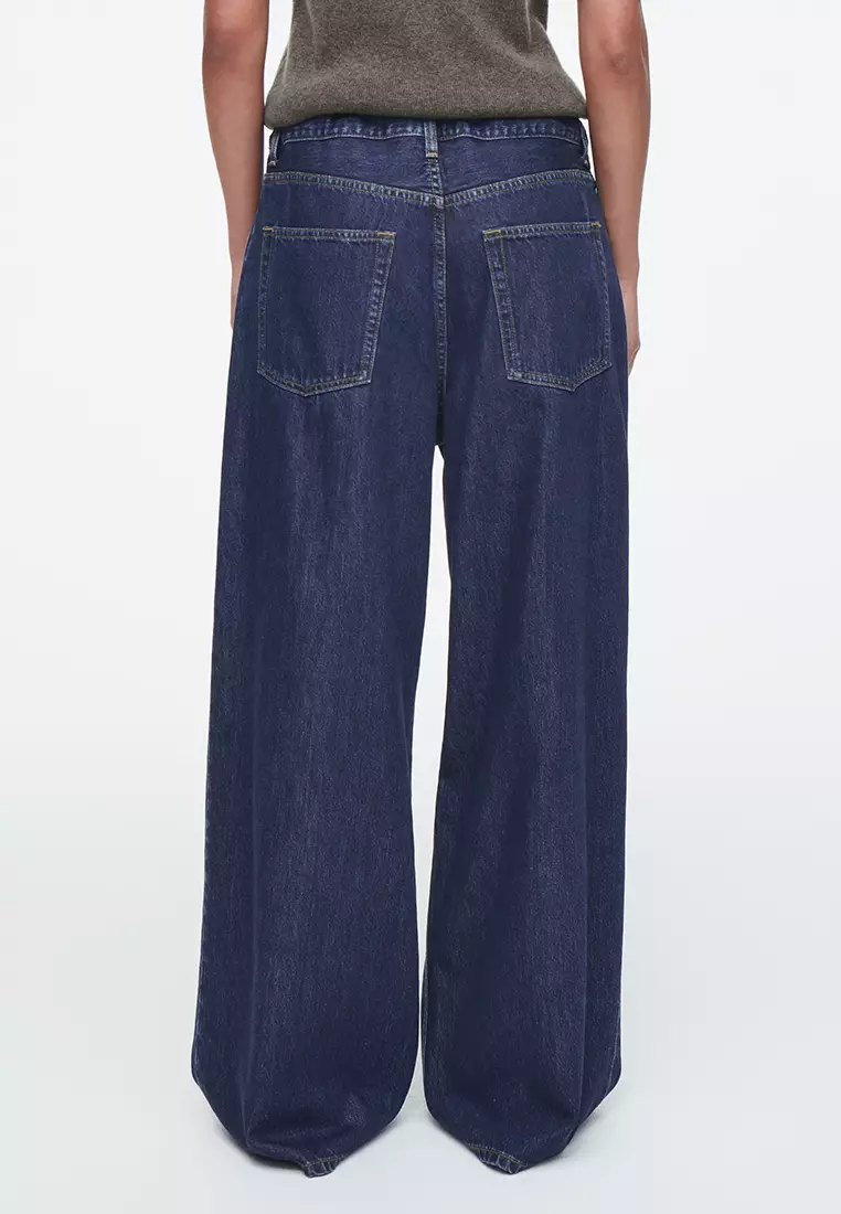 Wide-Leg Drawstring Denim Trousers