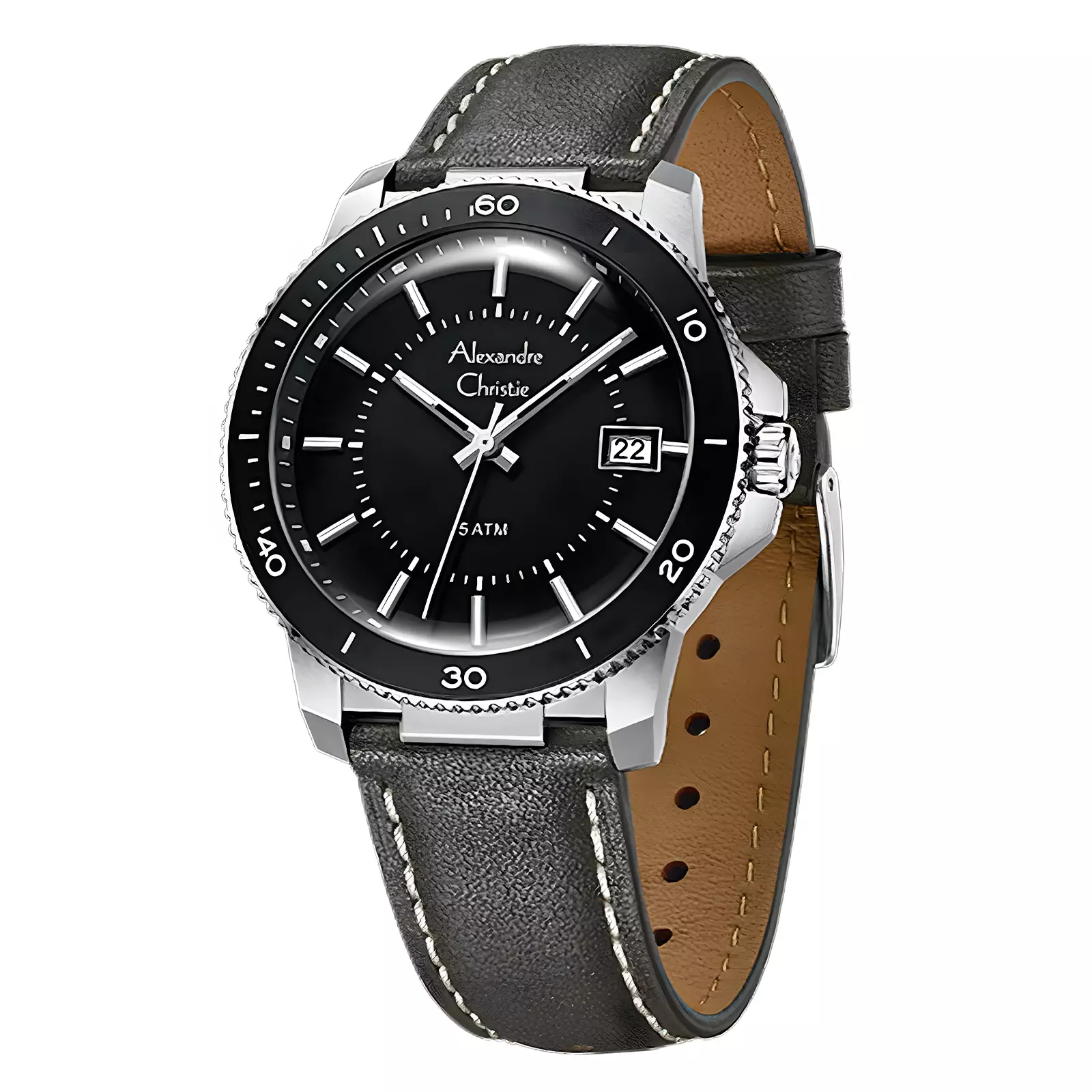 Alexandre Christie Sport Series - Jam Tangan Analog Pria - Black Dial - Brown Leather Strap - 6141 MDLSSBA