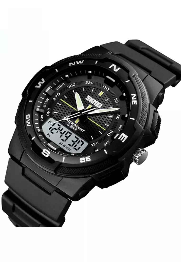 Jam Tangan Kasual Analog Digital Pria Waterproof Strap Tali Material PU PP02 ORIGINAL