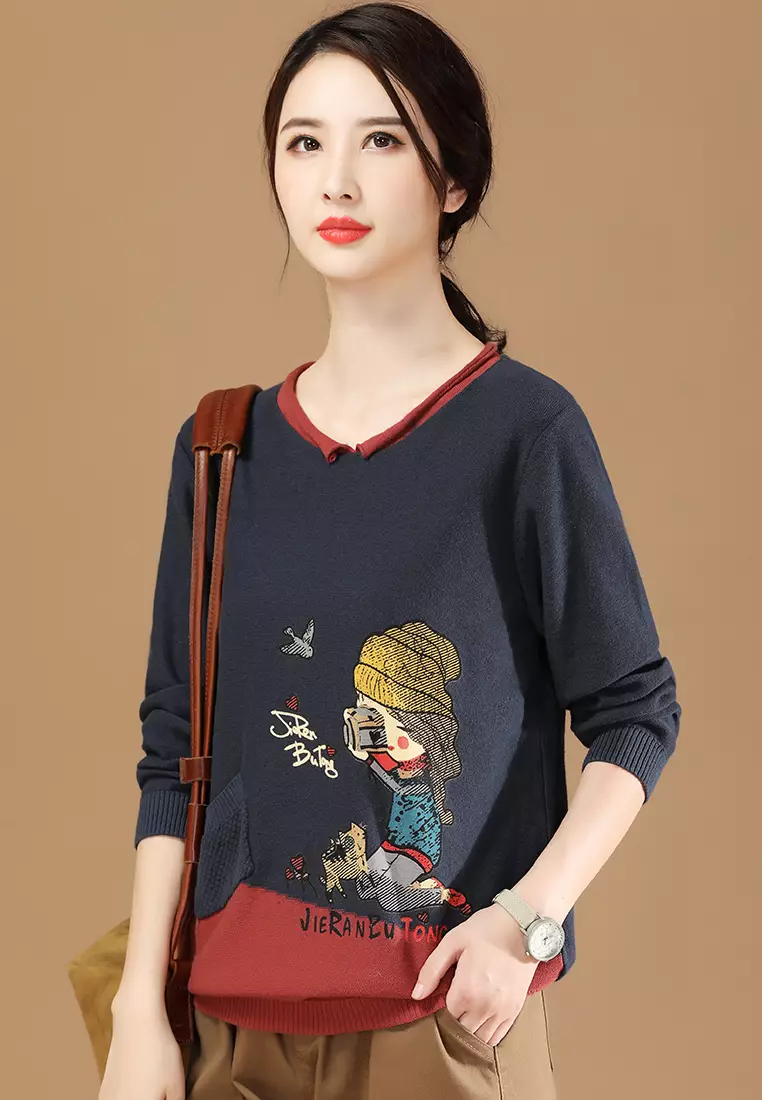 Ladies Sweaters Cute Girl Jumpers Buy A-IN GIRLS Cute Cartoon