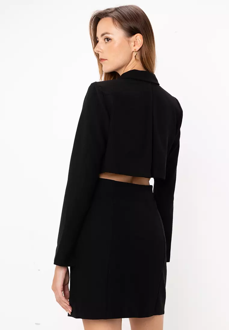 asos black blazer dress STAUD MINI WELLS DRESS BLACK