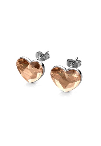 Buy Her Jewellery Fond Love Earrings Champagne Crystals From Swarovski Online On Zalora Singapore