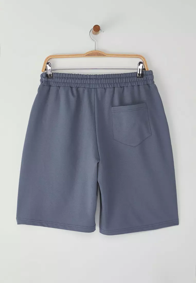 Blue Basic Oversize/Wide Cut Elastic Waist Lace-Up Shorts TMNSS22SR0257