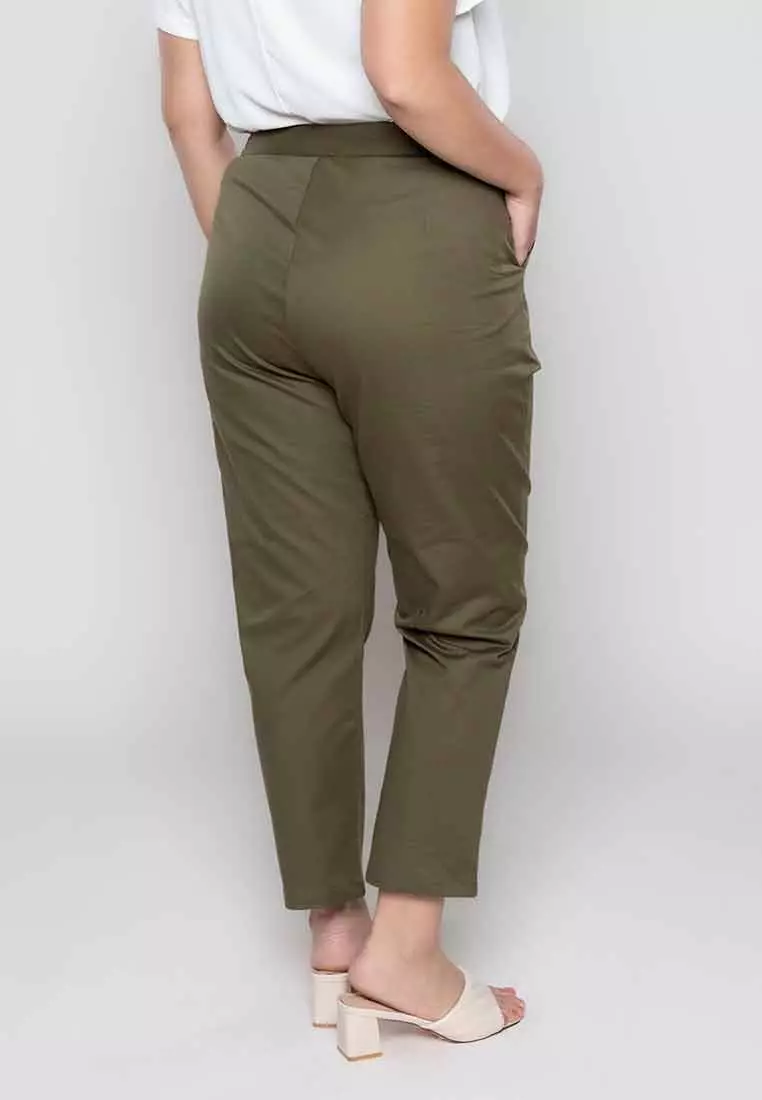 Milly Plus Size Melyna Slim Casual Pants with Belt Loop Detail