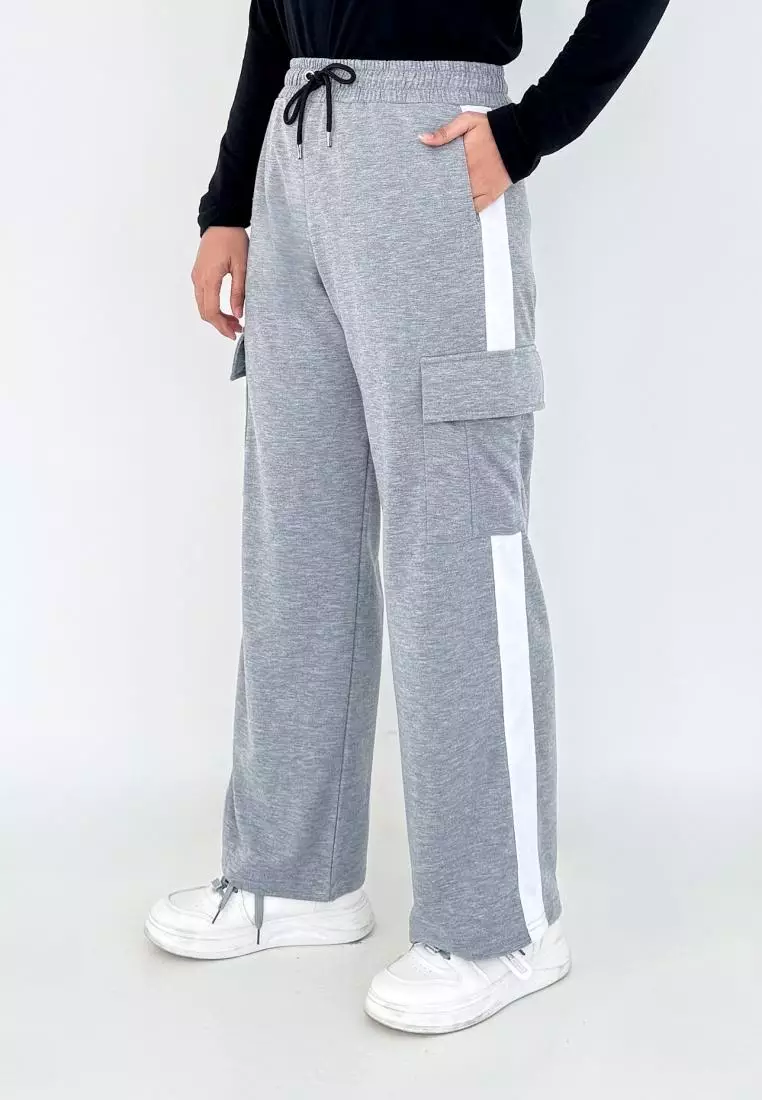 Naya Sweatpants (Celana babyterry Cargo) Abu - Abu
