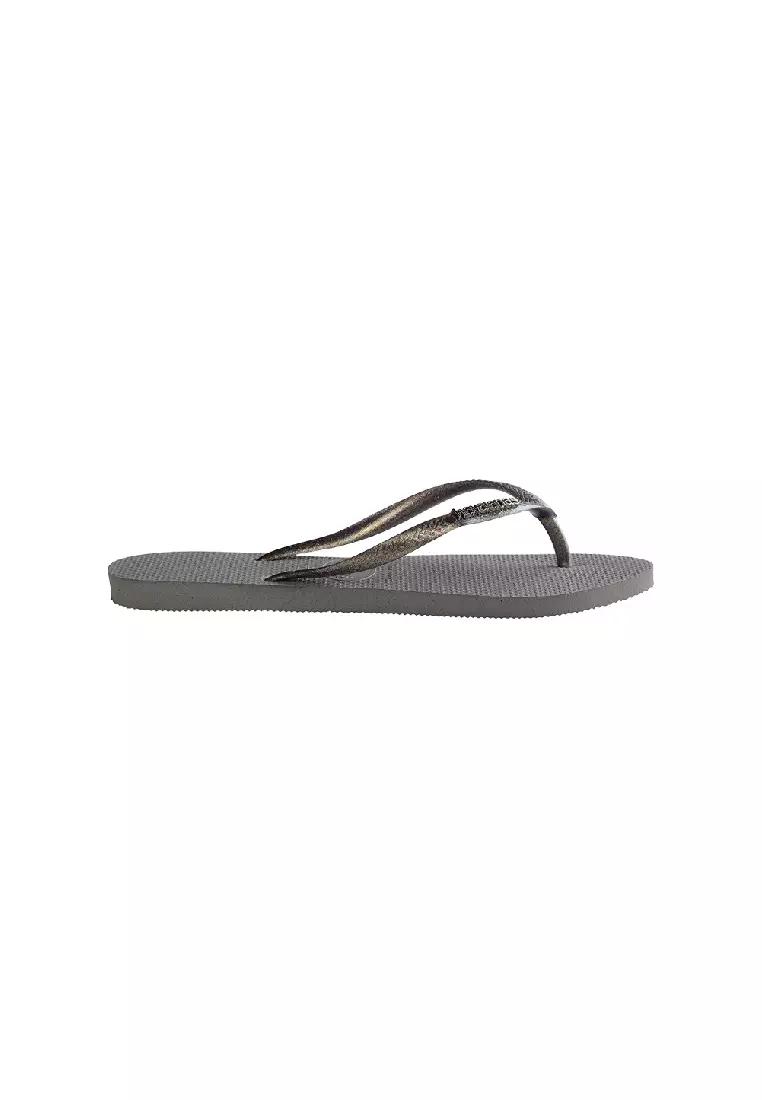 Women Slim Logo Metallic Flip Flops