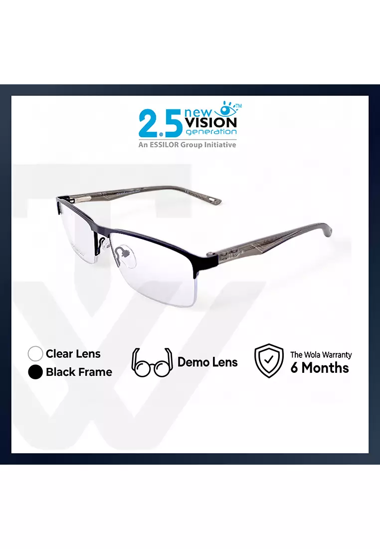OPH Men's Rectangle Frame Black Metal Optical Frame with Demo Lens OPH1090202