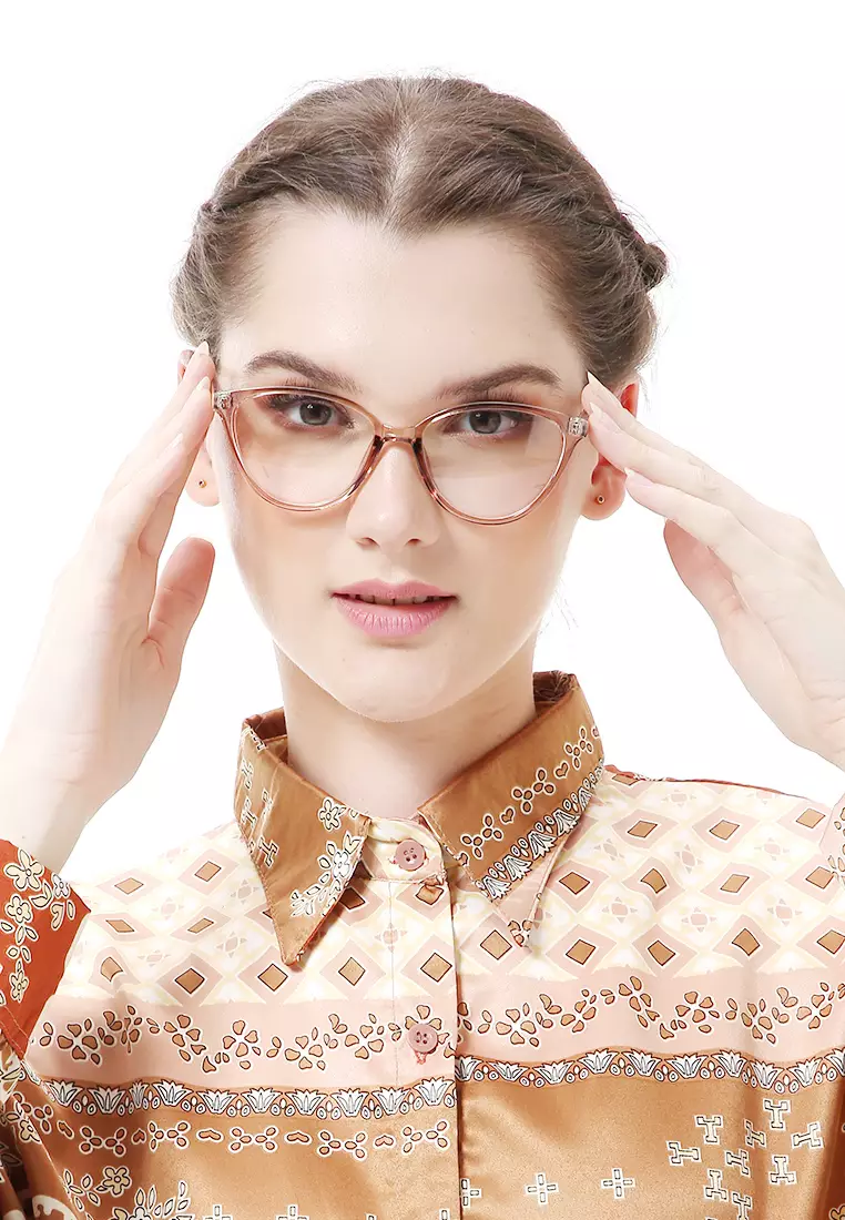 Kiano Kacamata Wanita Cat Eye Design Glasess Frame Material Plastic ORIGINAL - Brown