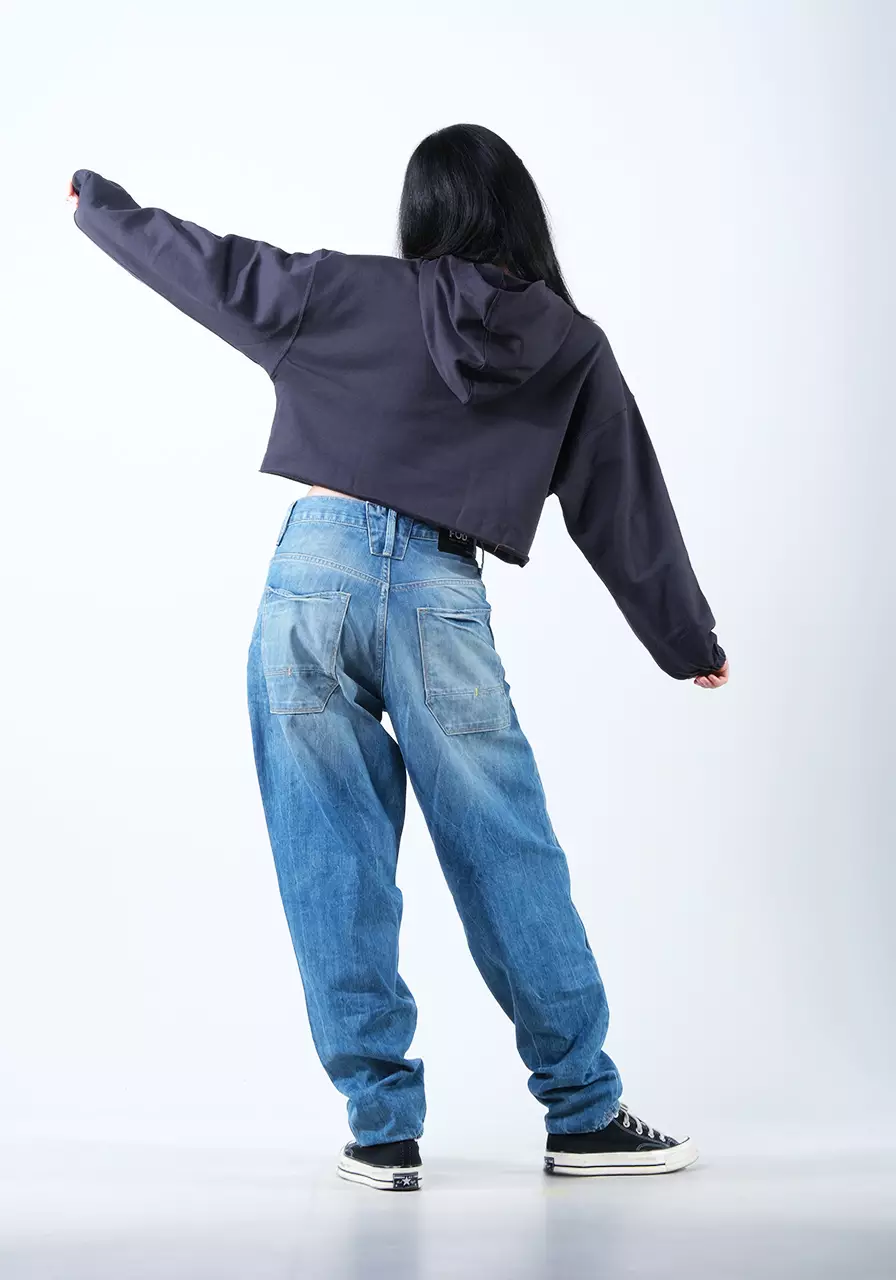 Sweatshirt Hoodie Wanita Cropped Peggy Grey