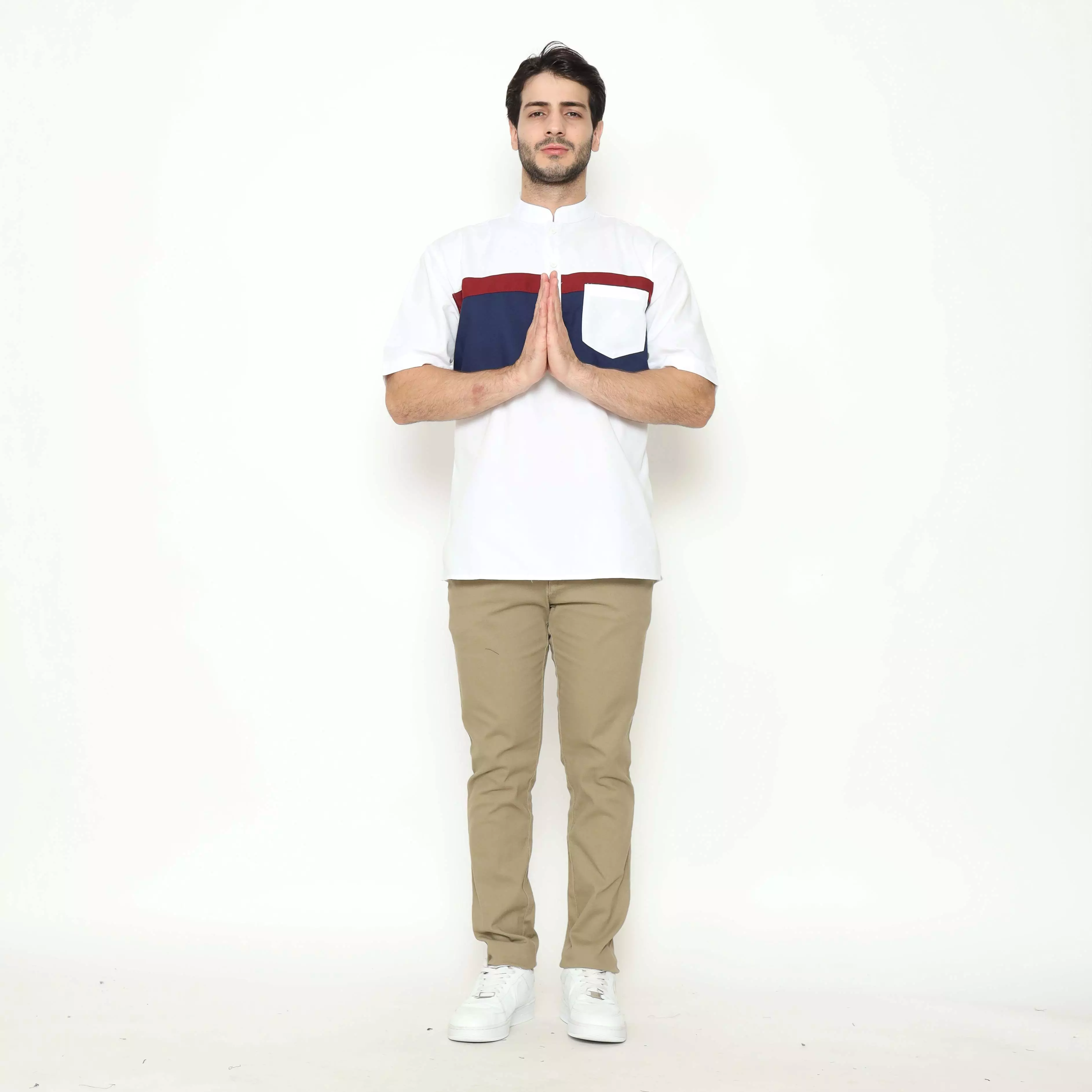 AMK Kemeja Koko Pria Lengan Pendek KK BB 001 S/s Cap 6 White