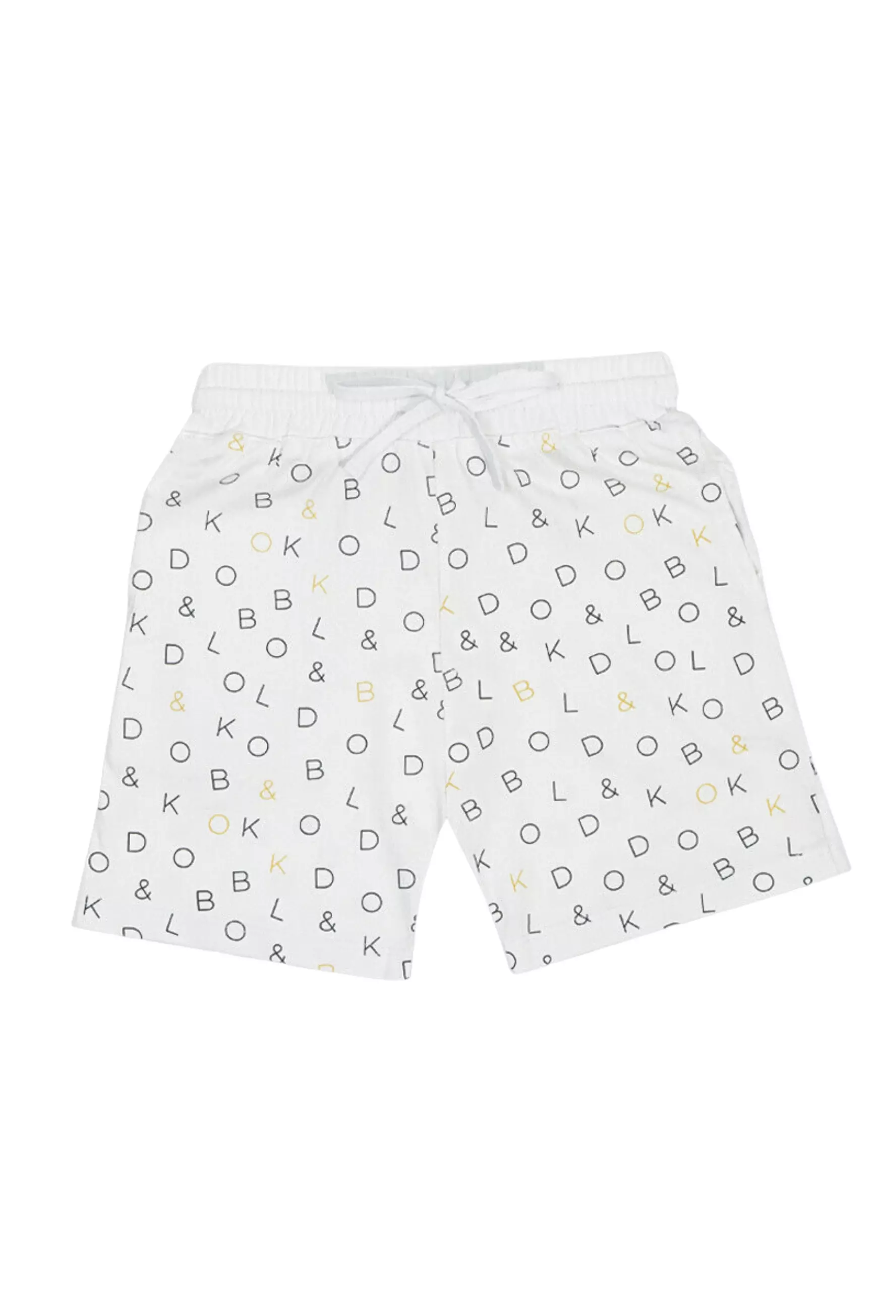 BOLD & KO Signature Full Print Kids Shorts White | Celana Anak | Celana Pendek |Bawahan Anak | Celana Anak laki-laki | Celana Anak Perempuan | Celana Putih
