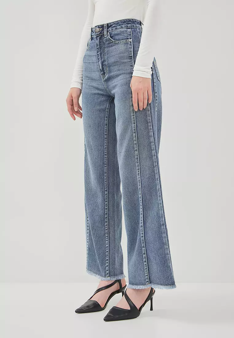 DUST Celana Side Panel Baggy Jeans Serana Medium Light Blue (D.39149)